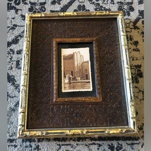 adorable vintage bamboo style framed print artwork 12.5x10.5”